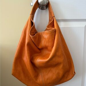 Orange Leather Hobo Bag